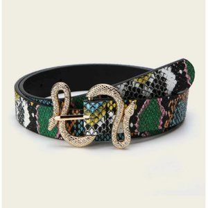 BOGO Snakeskin Pattern Serpentine Buckle Belt Women
